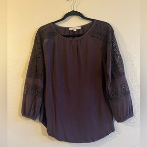Purple Crochet detail blouse - LOFT